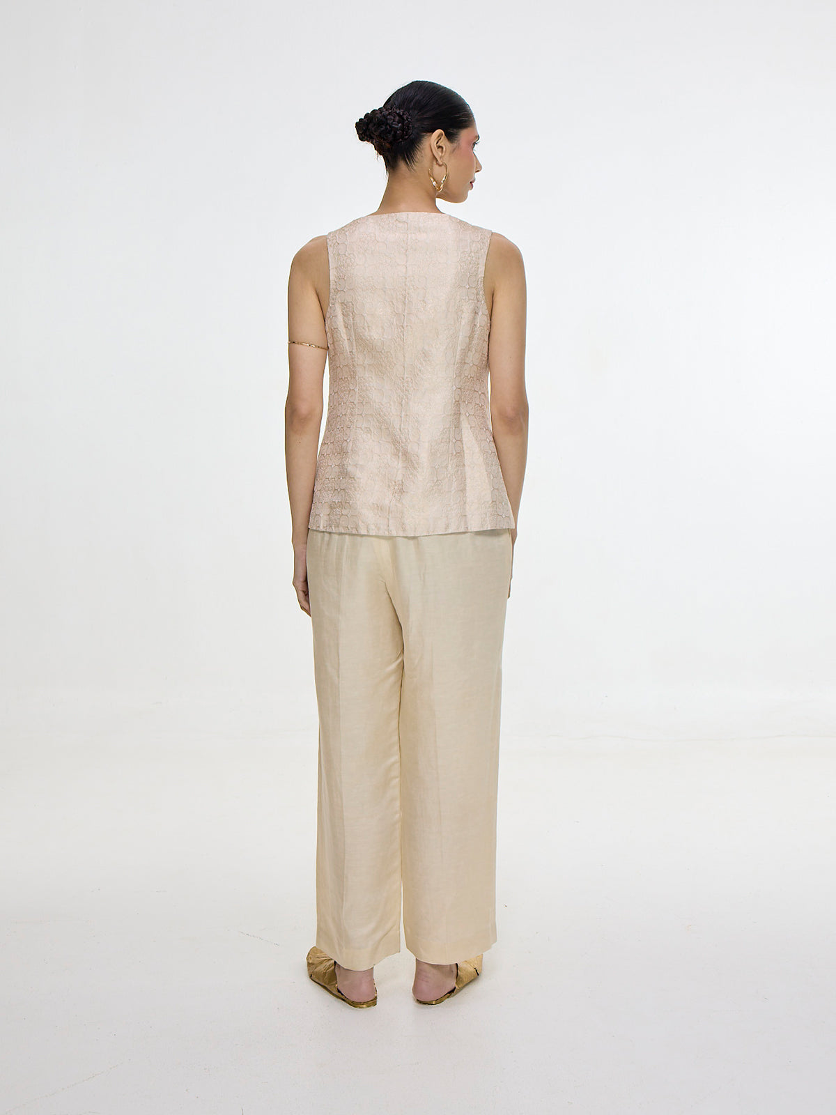 Handwoven Ivory Waistcoat Set