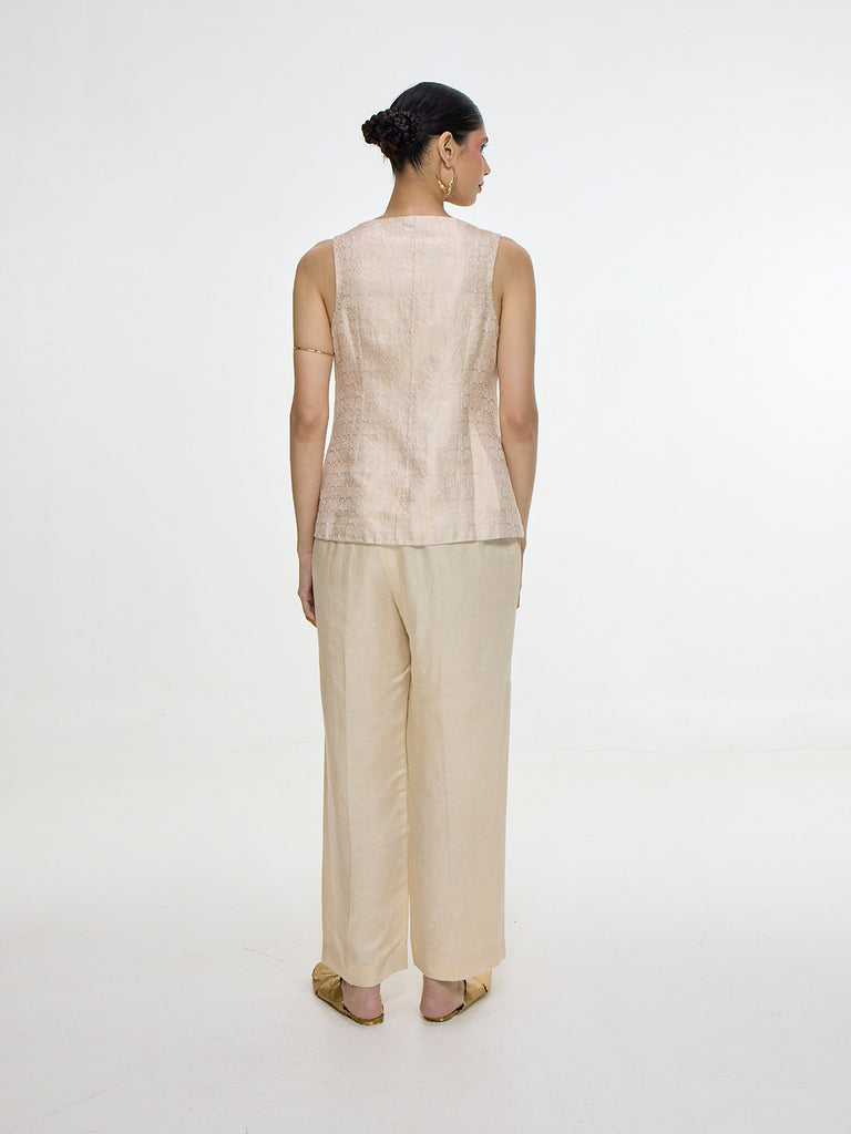 Handwoven Ivory Waistcoat Set