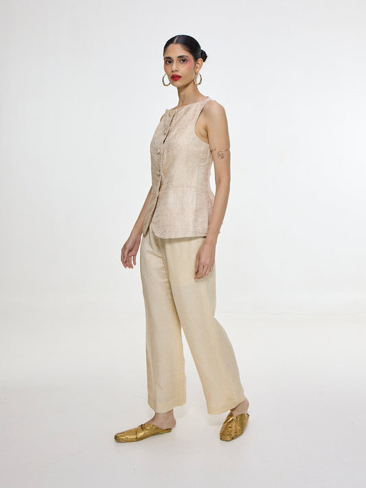 Handwoven Ivory Waistcoat Set