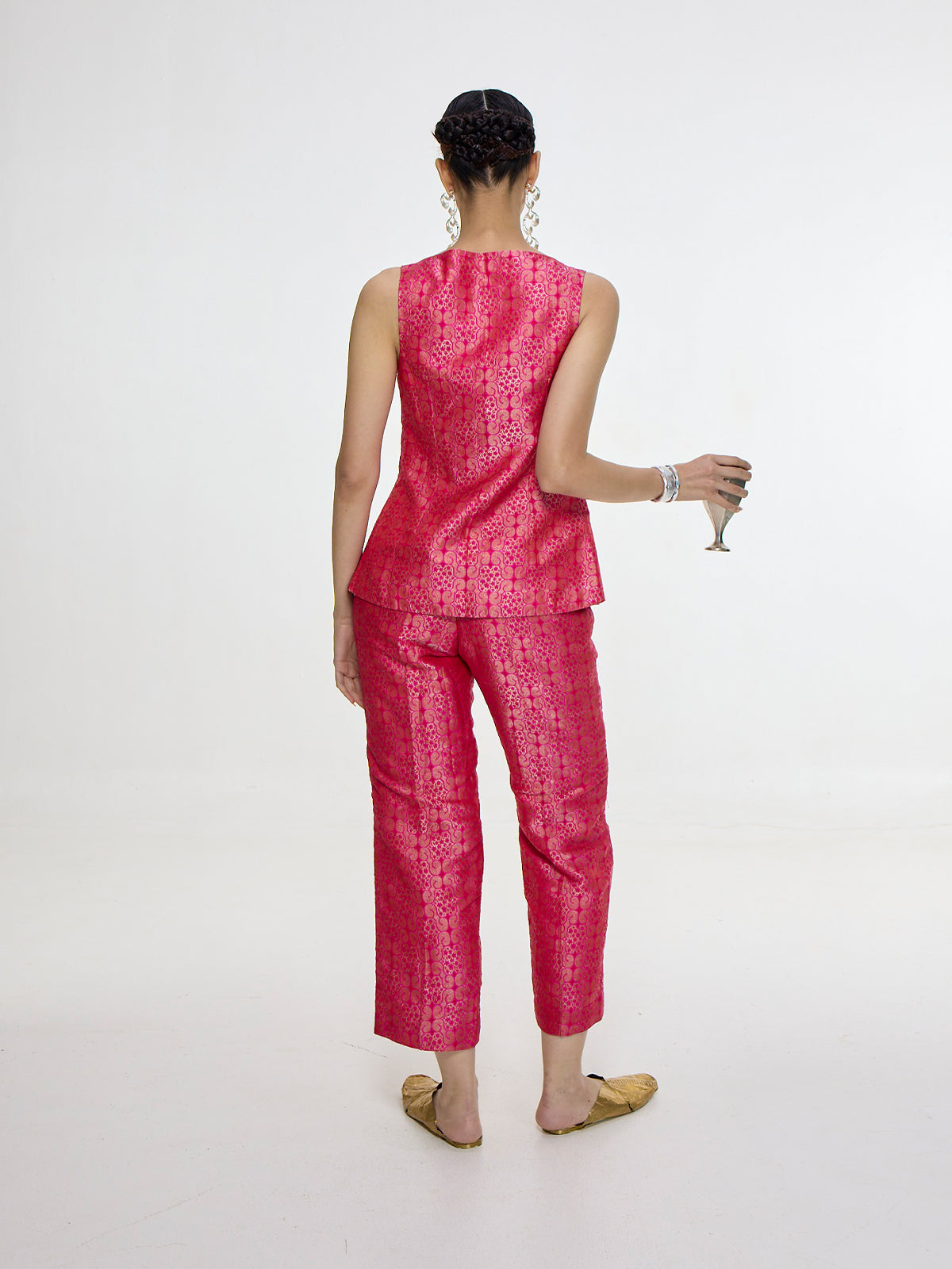 Handwoven Fuchsia Waistcoat Set