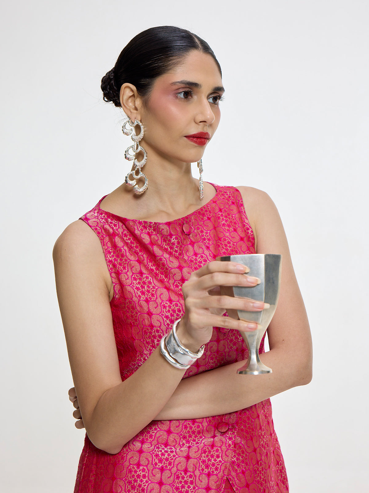 Handwoven Fuchsia Waistcoat Set