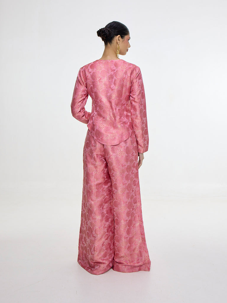 Handwoven Soft Pink Jacket Set