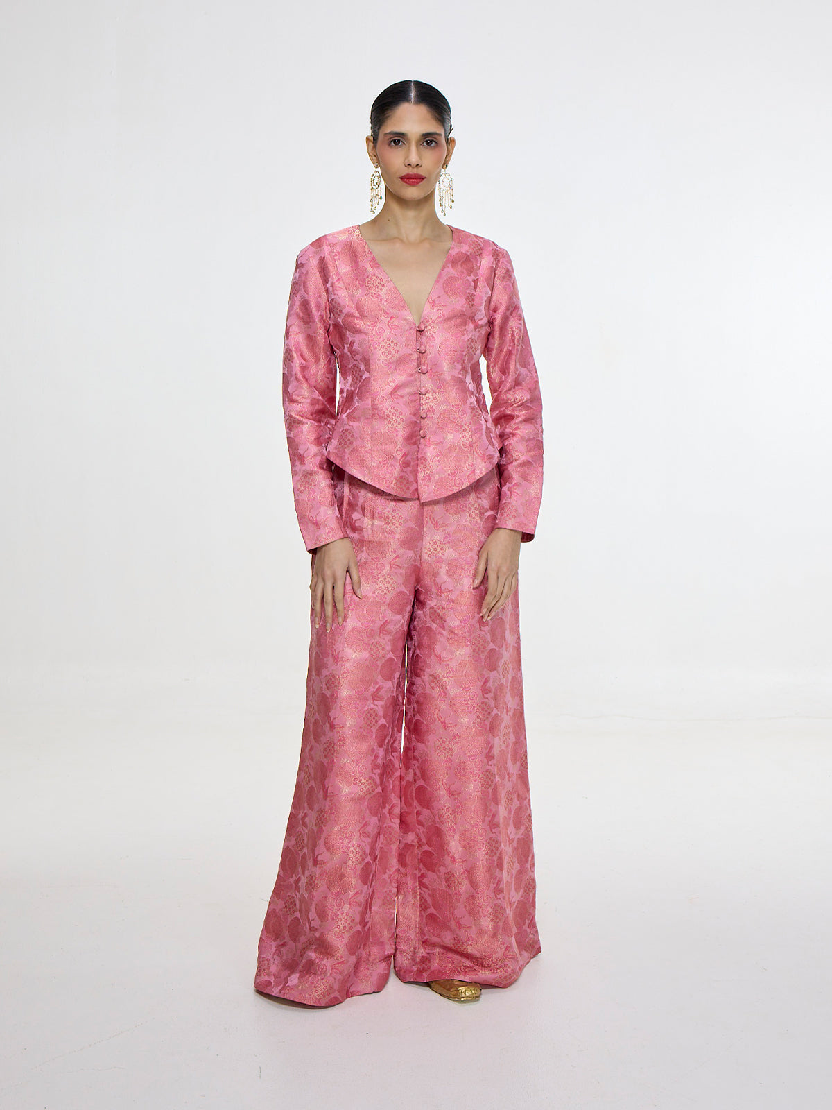 Handwoven Soft Pink Jacket Set