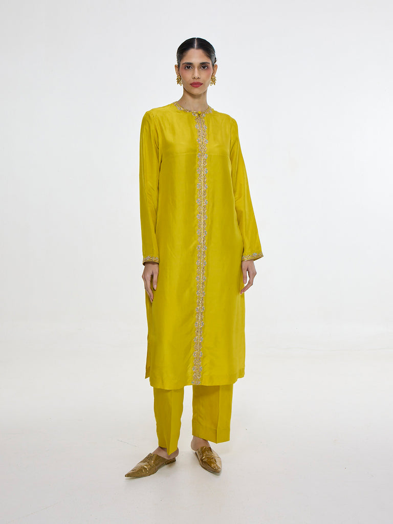 Handwoven Mustard Kurta Set