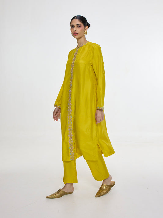 Handwoven Mustard Kurta Set