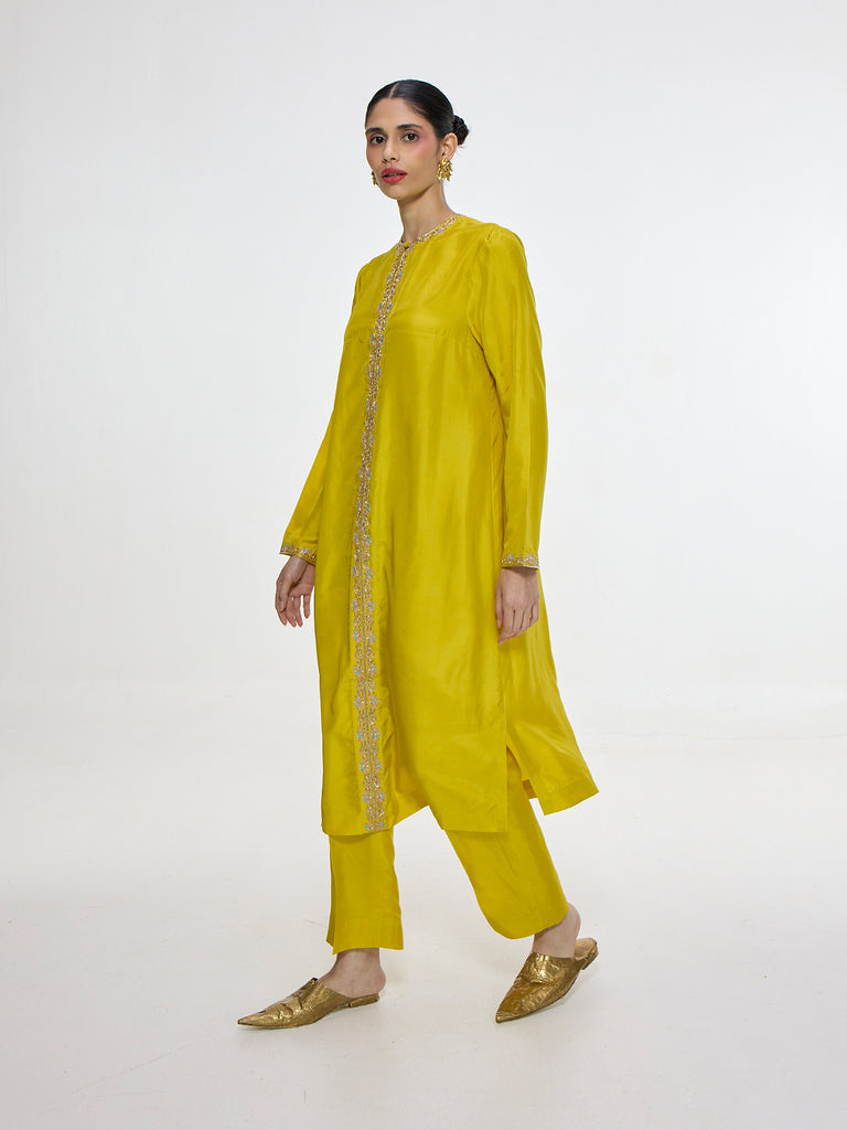 Handwoven Mustard Kurta Set