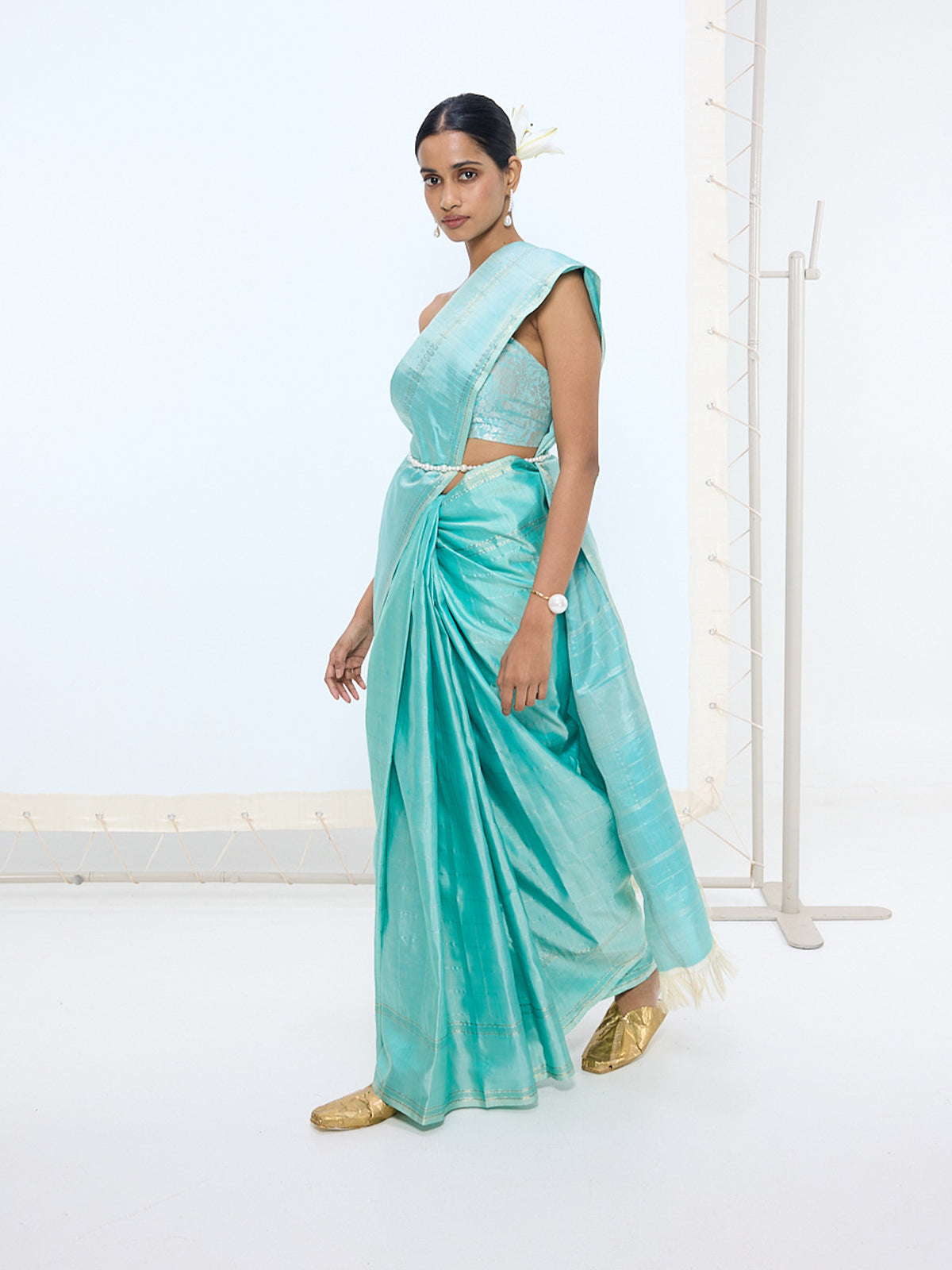 Handwoven Seafoam Kanjivaram Saree