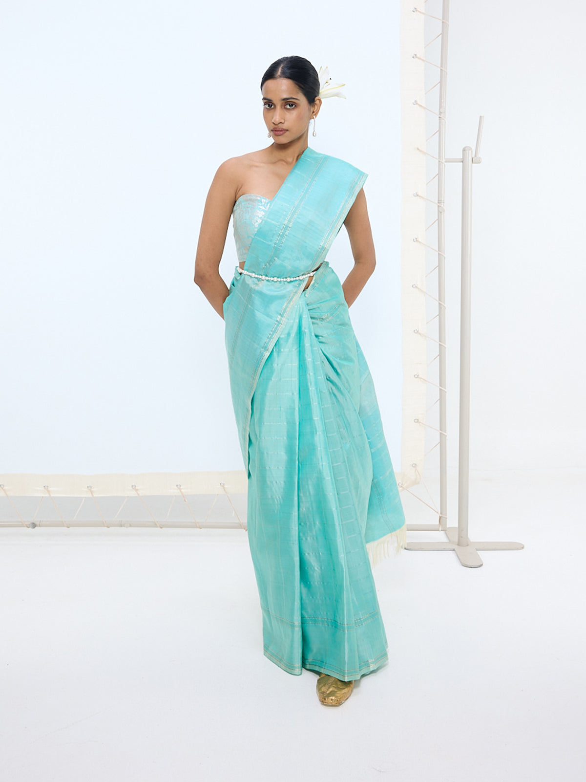 Handwoven Seafoam Kanjivaram Saree