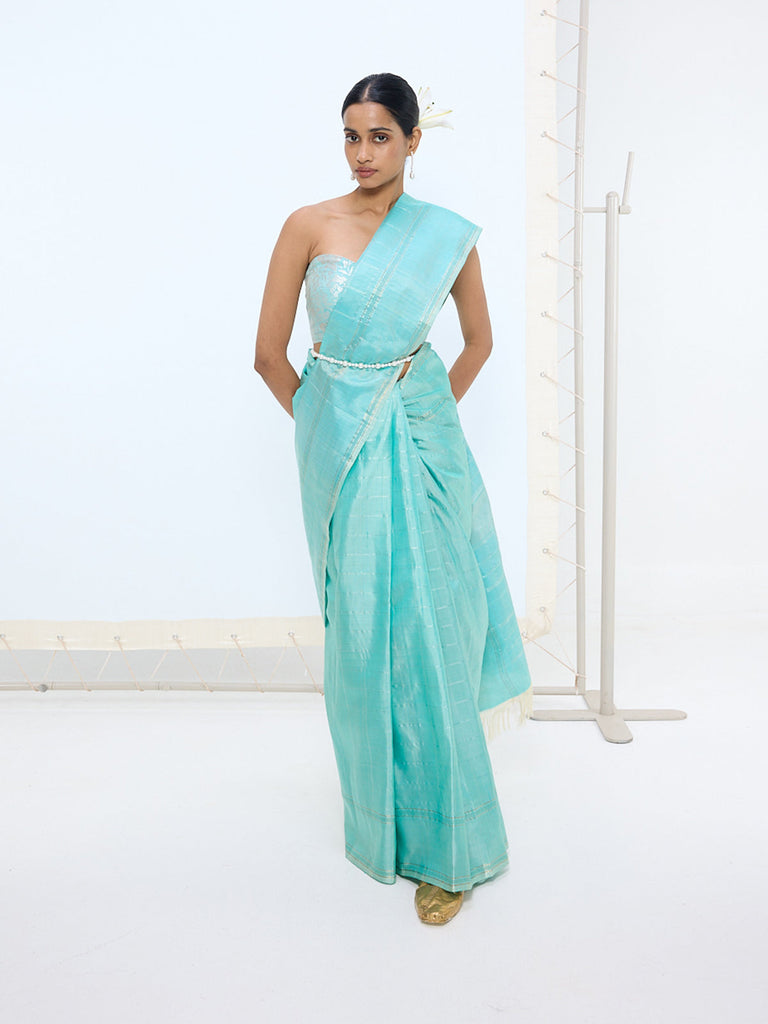 Handwoven Seafoam Kanjivaram Saree