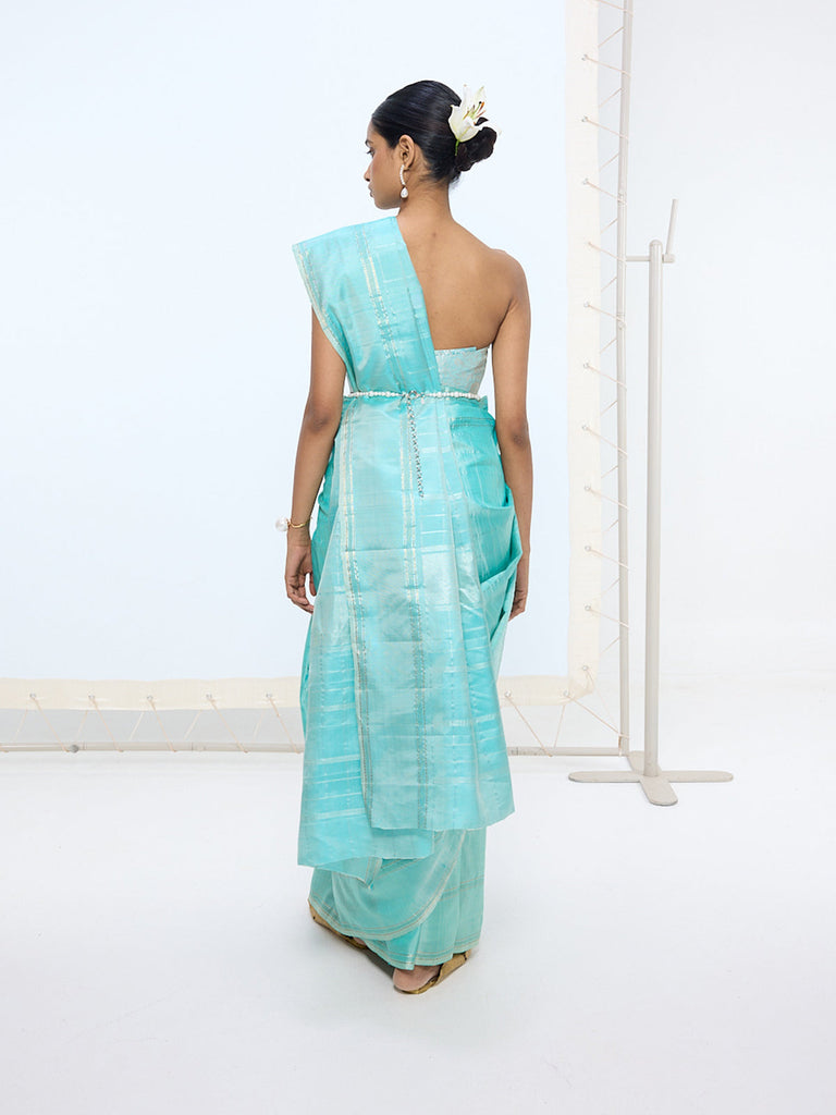 Handwoven Seafoam Kanjivaram Saree