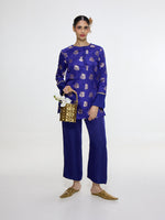 Handwoven Royal Blue Short Kurta Set