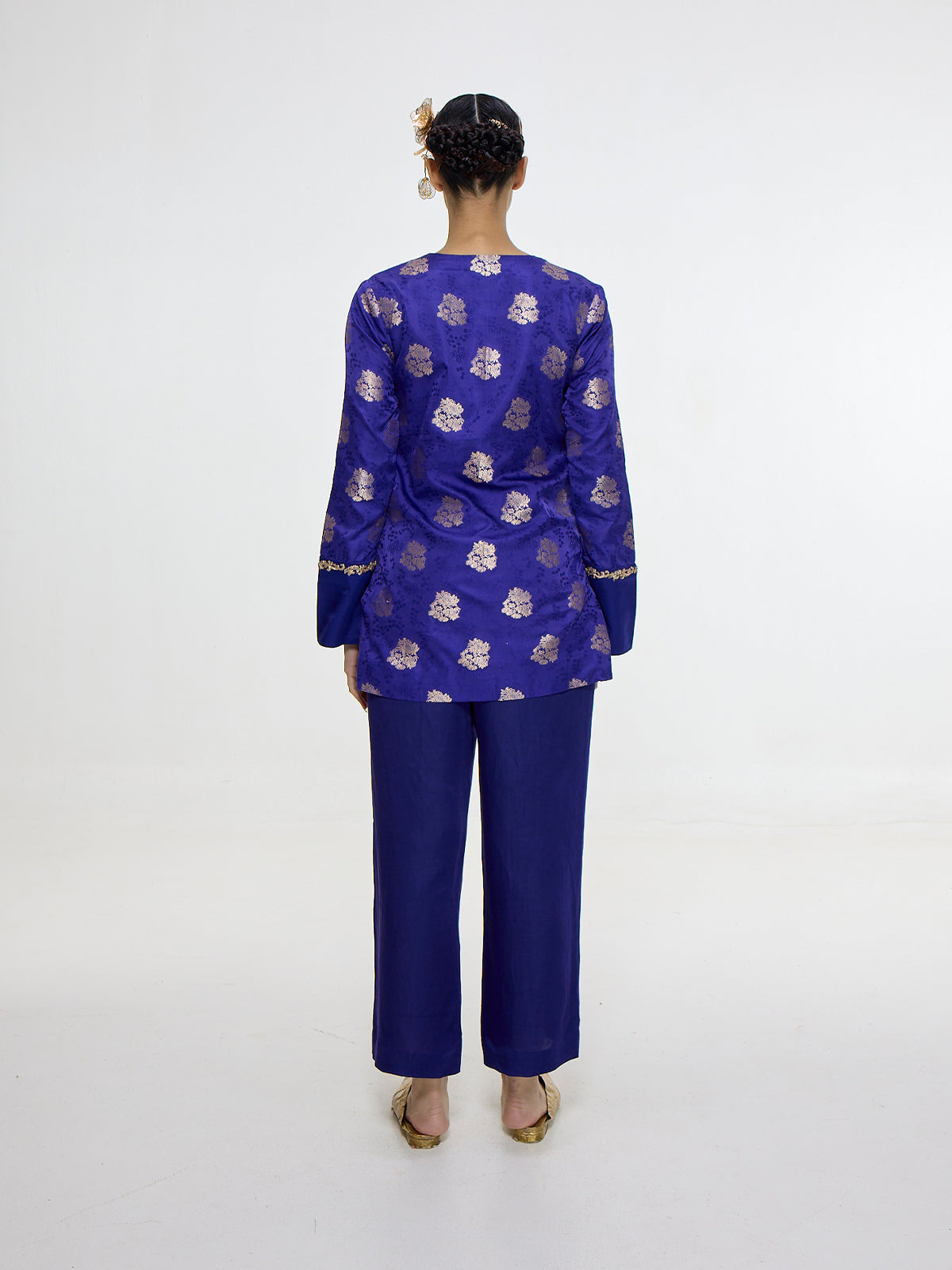 Handwoven Royal Blue Short Kurta Set