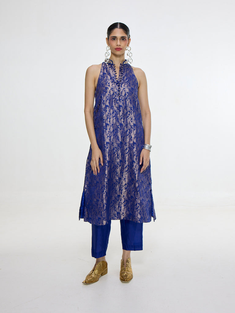 Handwoven Royal Blue Kurta Set