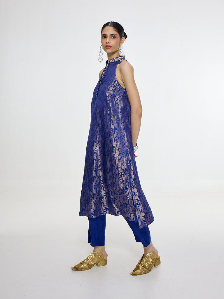 Handwoven Royal Blue Kurta Set