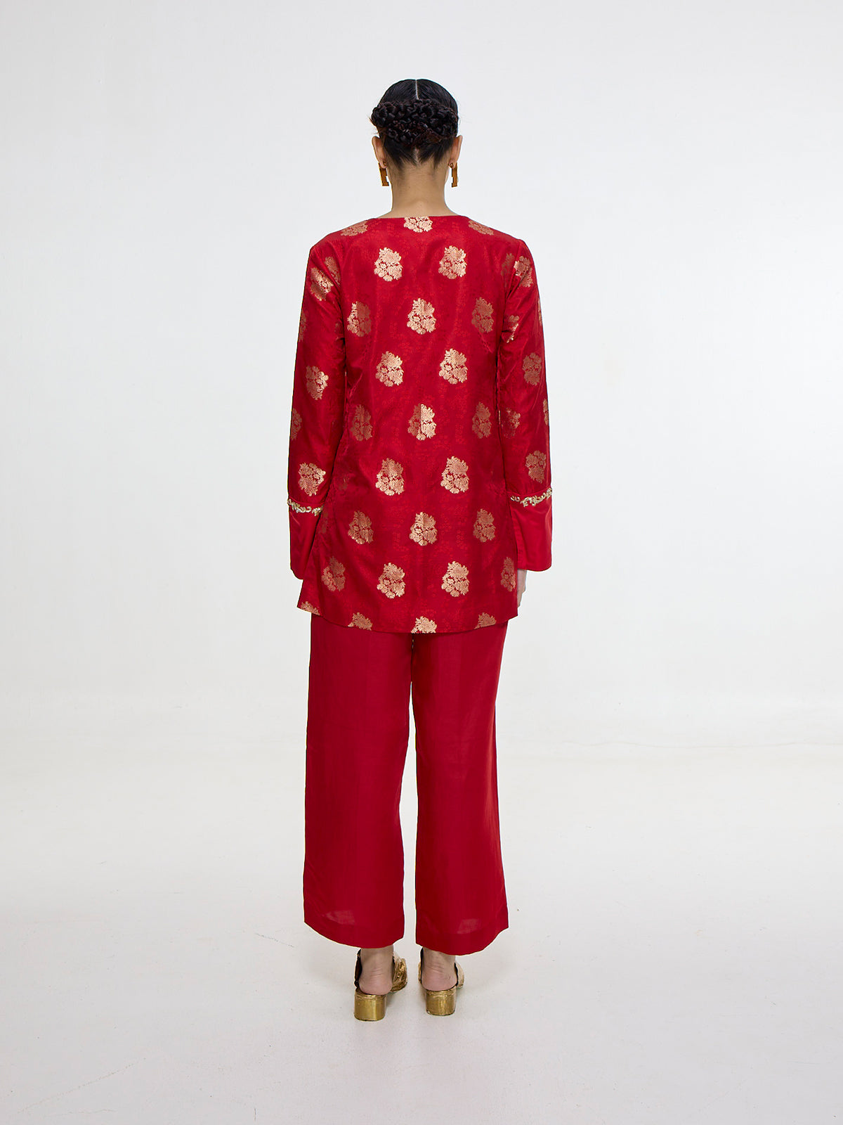 Handwoven Red Short Kurta Set