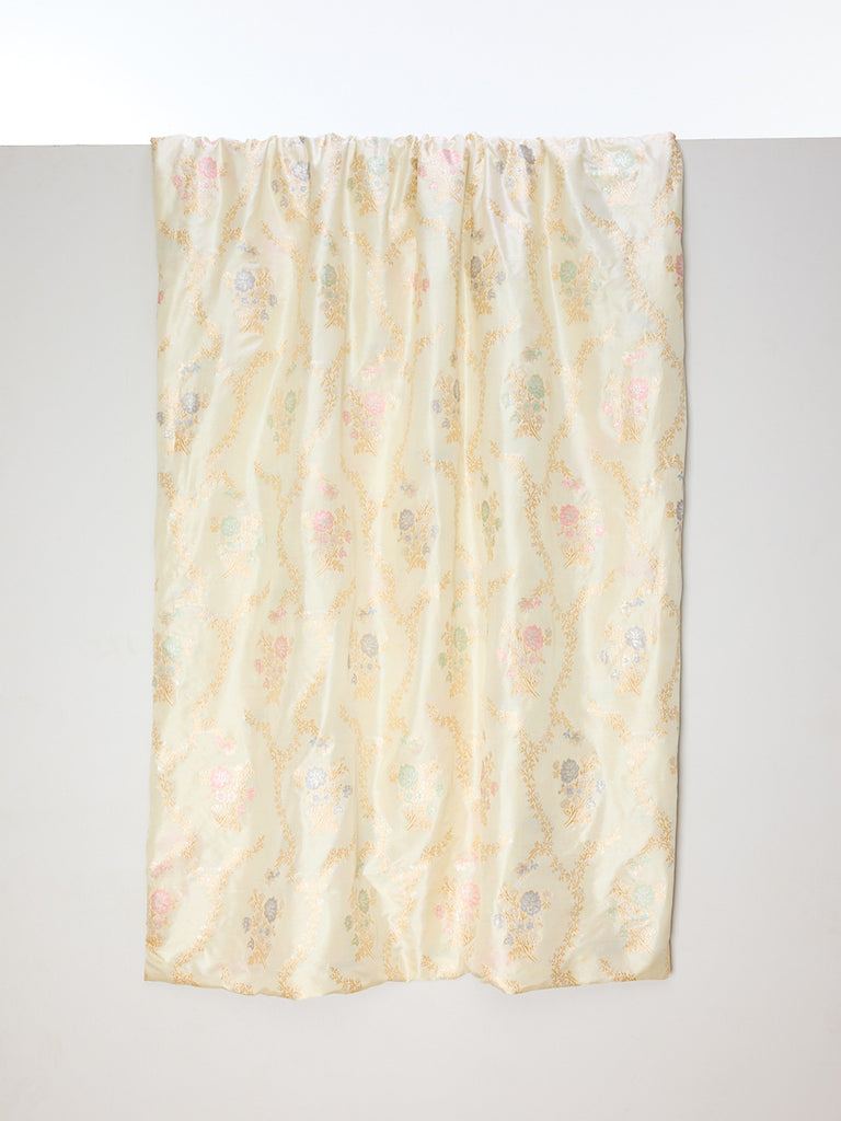 Handwoven Sandy Buff Kadhwa Banarasi Fabric