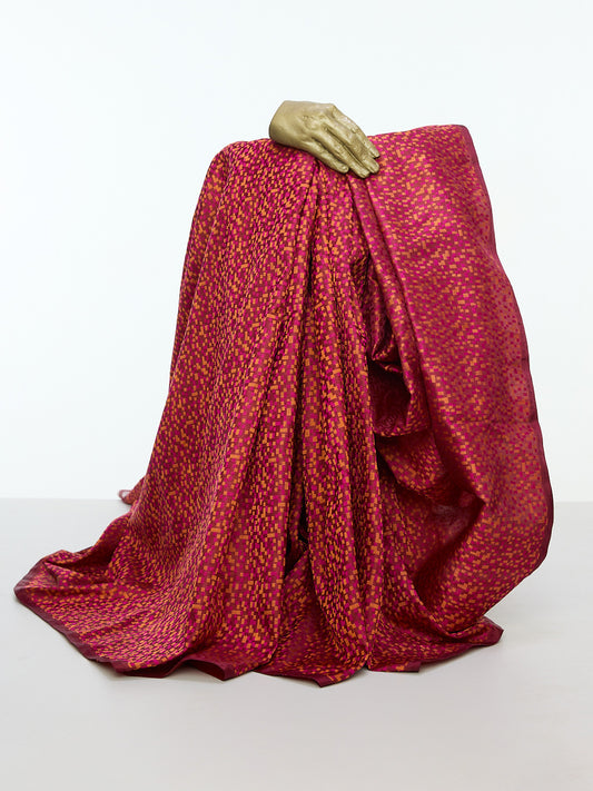 Handwoven Orange Tanchoi Banarasi Fabric