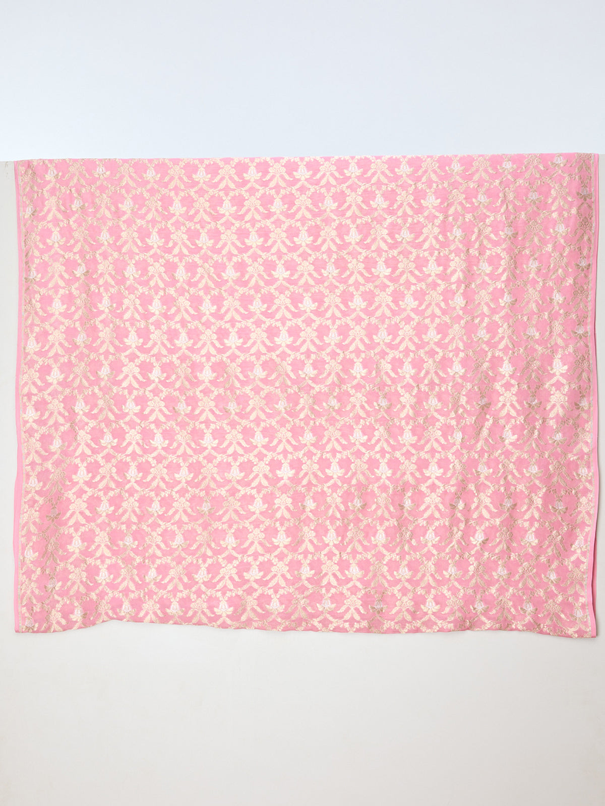 Handwoven Pink Cutwork Banarasi Fabric