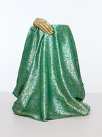 Handwoven Bottle Green Emboss Fabric