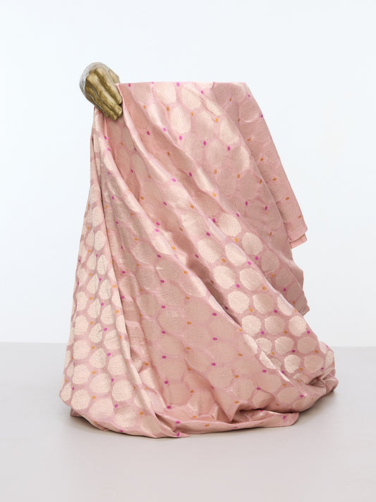 Handwoven Rosewood Cutwork Banarasi Fabric