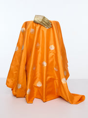 Handwoven Orange  Silk Banarasi Fabric