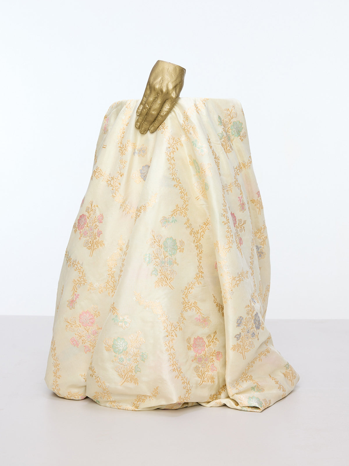 Handwoven Sandy Buff Kadhwa Banarasi Fabric