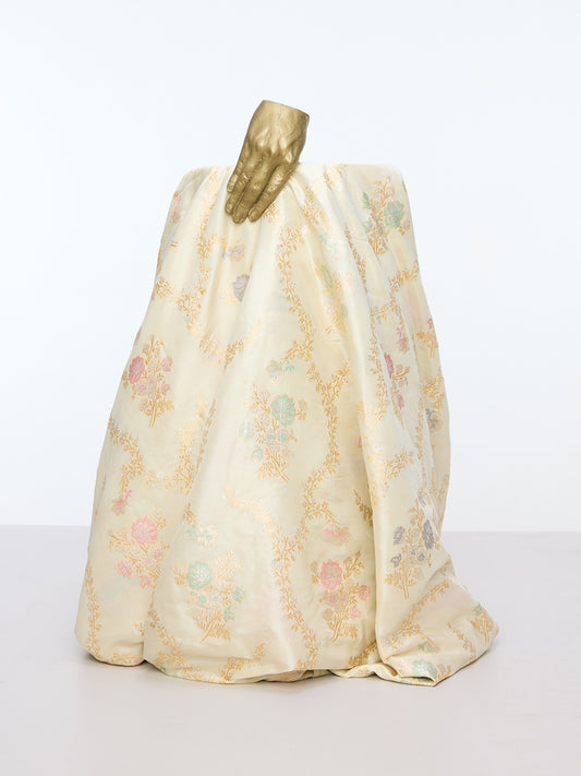 Handwoven Sandy Buff Kadhwa Banarasi Fabric