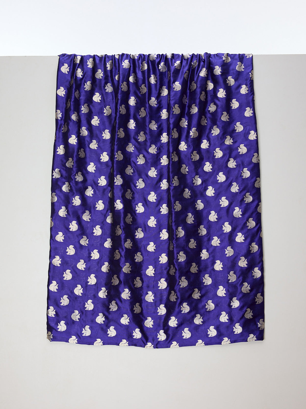 Handwoven Navy Blue Cutwork Banarasi Fabric