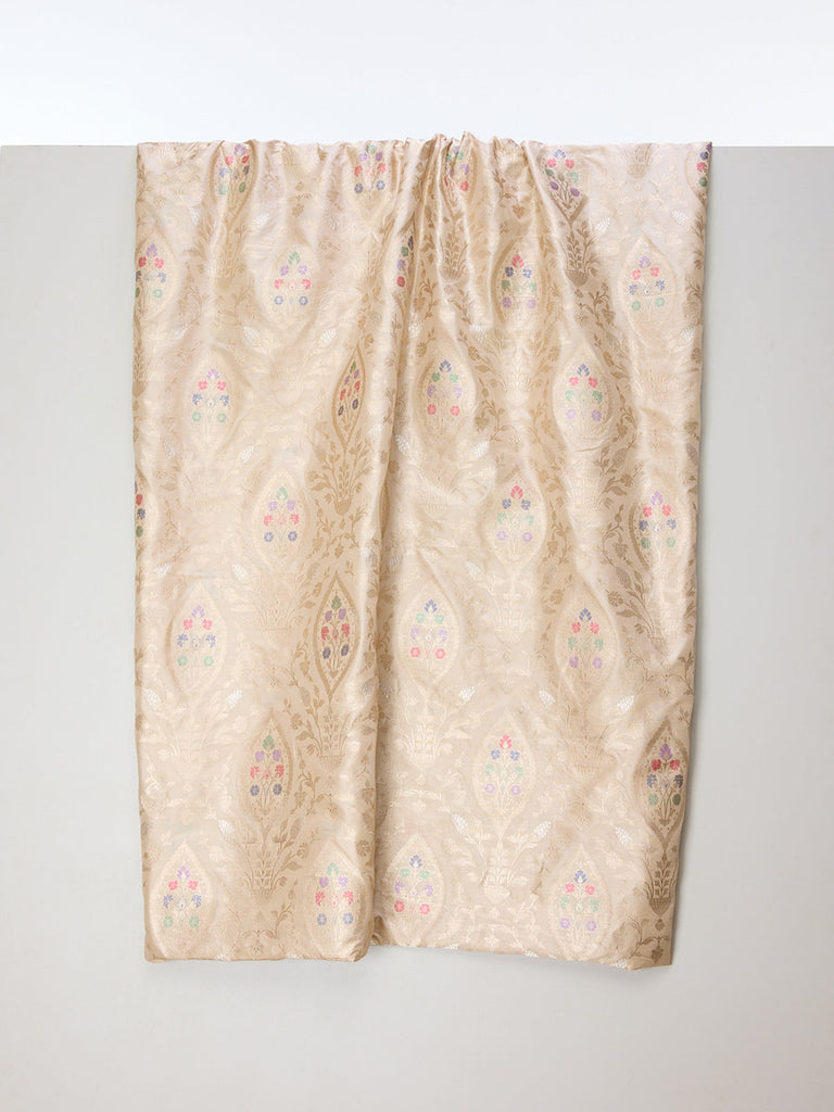 Handwoven Beige Kadhwa Banarasi Fabric