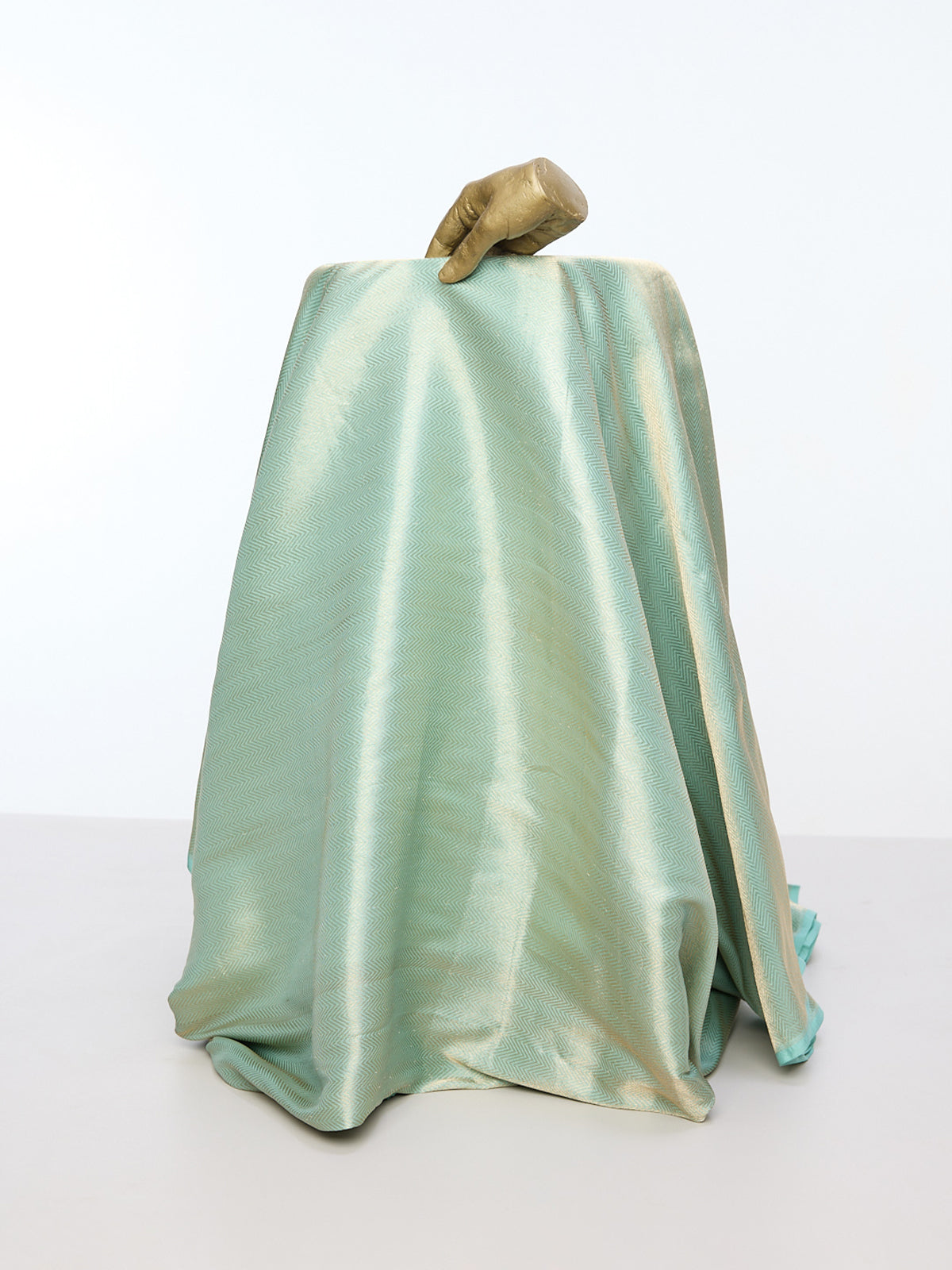 Handwoven Aqua Blue Emboss Fabric