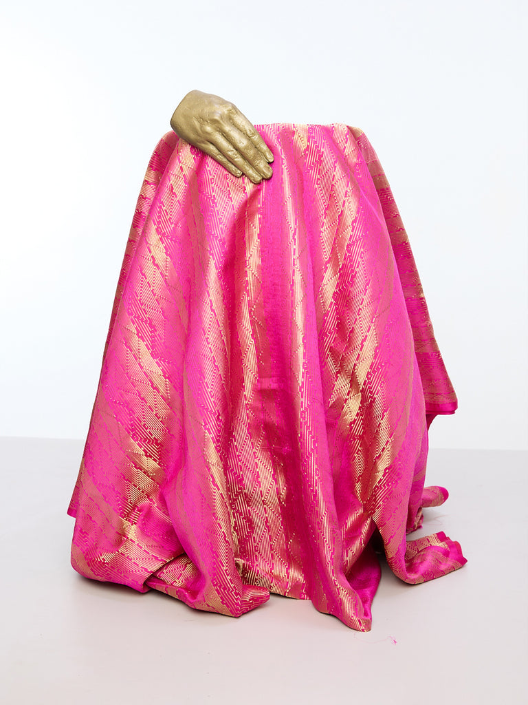 Handwoven Fuchsia Emboss Fabric