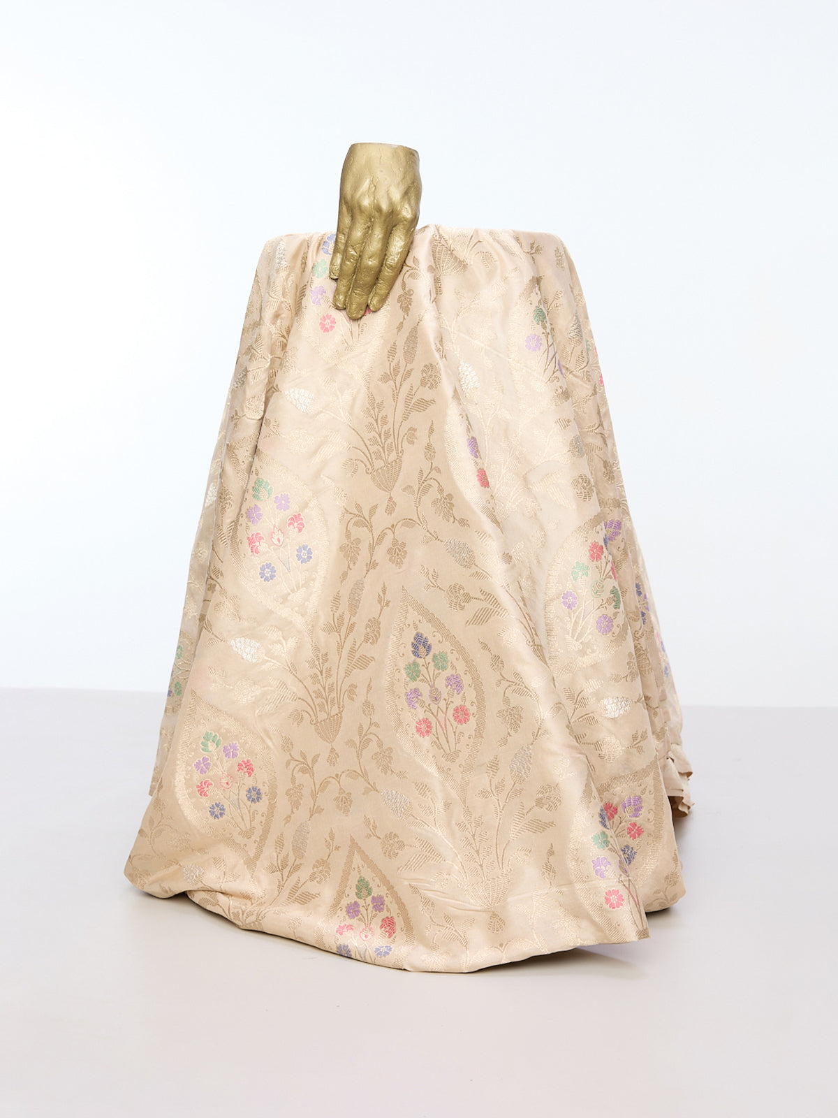 Handwoven Beige Kadhwa Banarasi Fabric