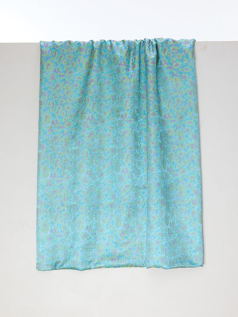 Handwoven Aqua & Grey Tanchoi Banarasi Fabric