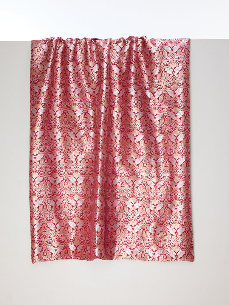 Handwoven Maroon Cutwork Banarasi Fabric