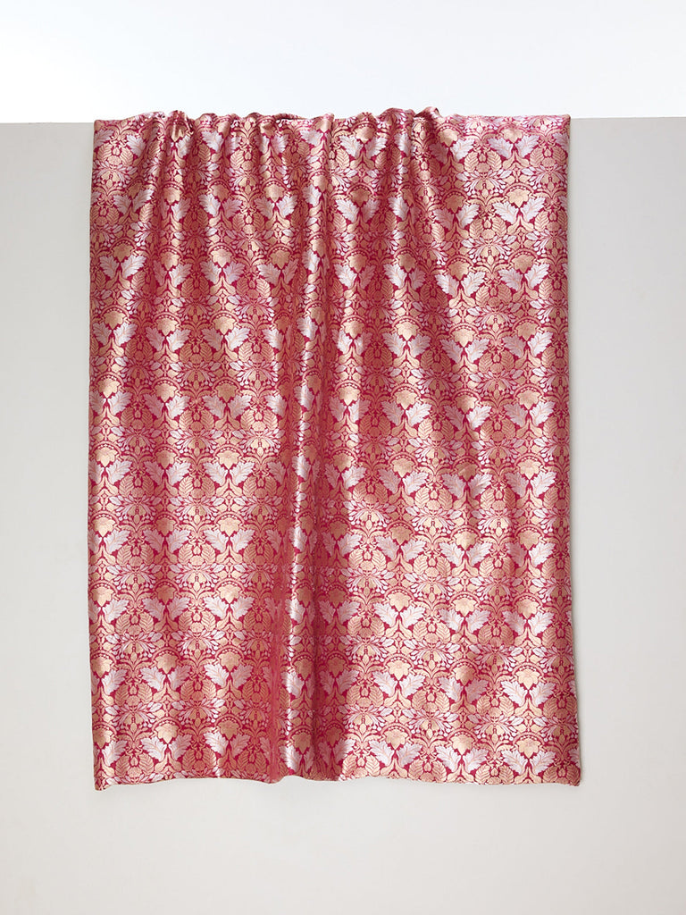 Handwoven Maroon Cutwork Banarasi Fabric