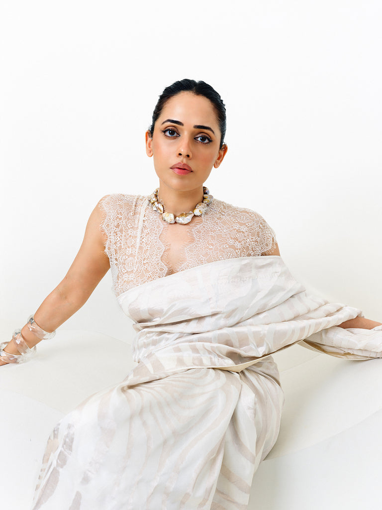 Handwoven Ivory Silk Saree