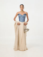 Handwoven Blue Banarasi Corset