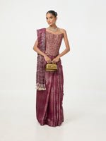 Handwoven Maroon Banarasi Corset