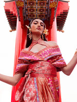 Handwoven Ruby Red Mashroo Silk Saree