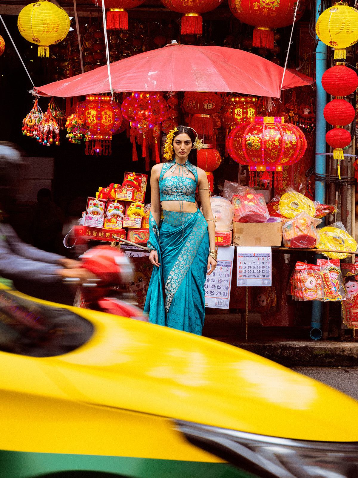 Handwoven Coral Blue Saree