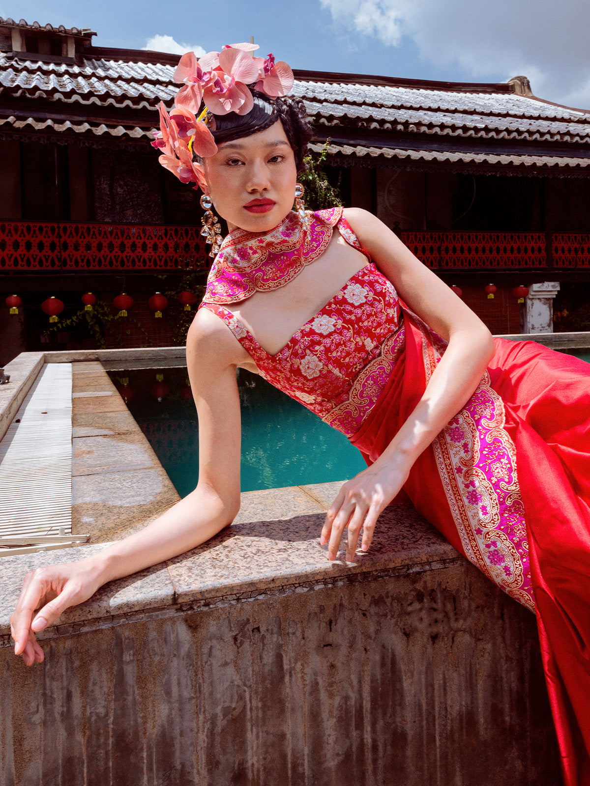Handwoven Rose Red Silk Saree