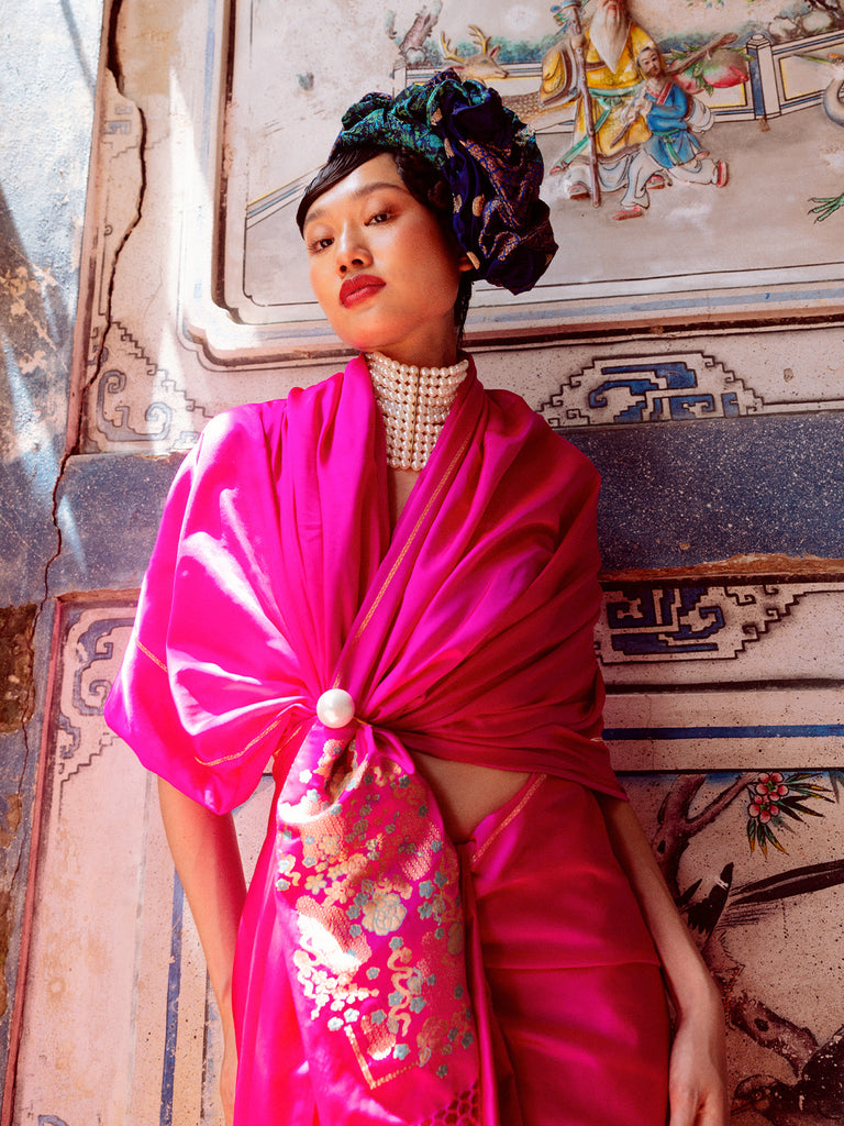 Handwoven Hot Pink Kadhwa Banarasi Saree