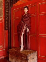 Pre Draped Handwoven Chestnut Mashroo Silk Saree