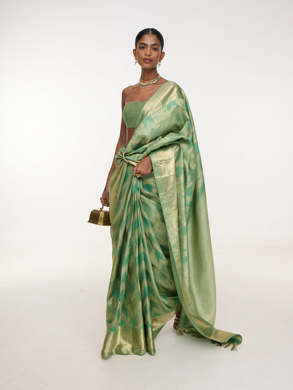 Handwoven Sea-Green Kanjivaram Saree