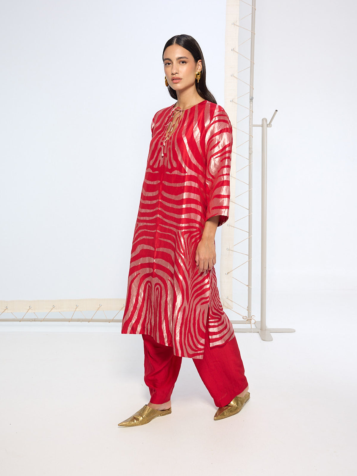 Handwoven Classic Red Kurta Set