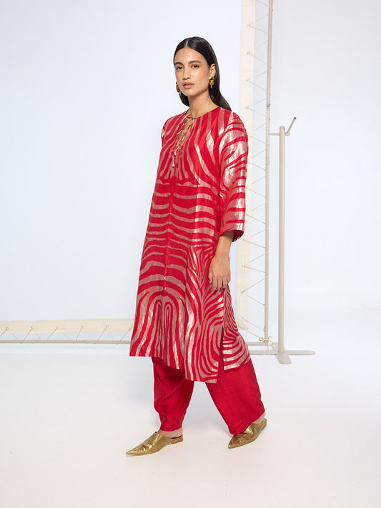 Handwoven Classic Red Kurta Set