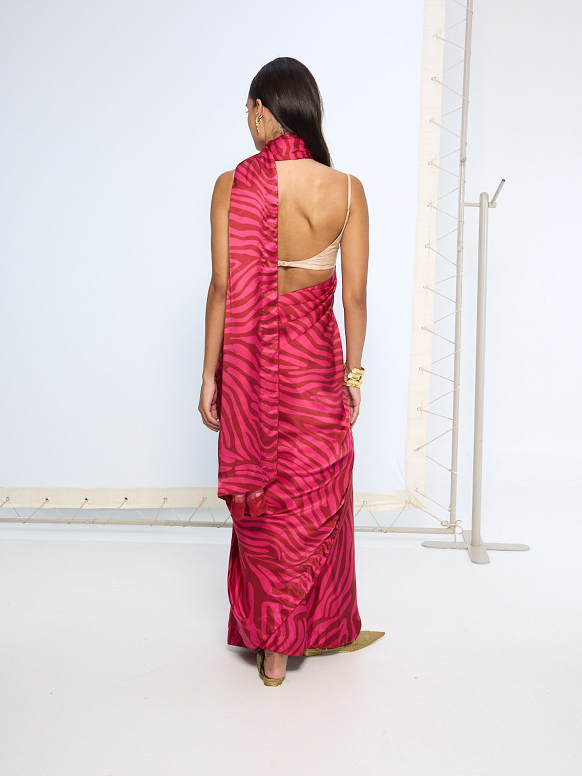 Pink Zebra Print saree