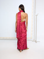 Pink Zebra Print saree