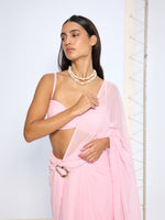 Blush Pink Movable Brooch Saree