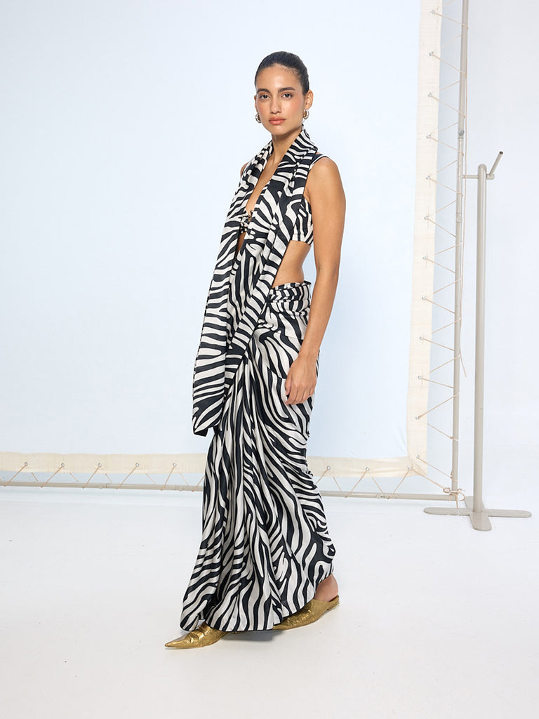 The Zebra Print Saree